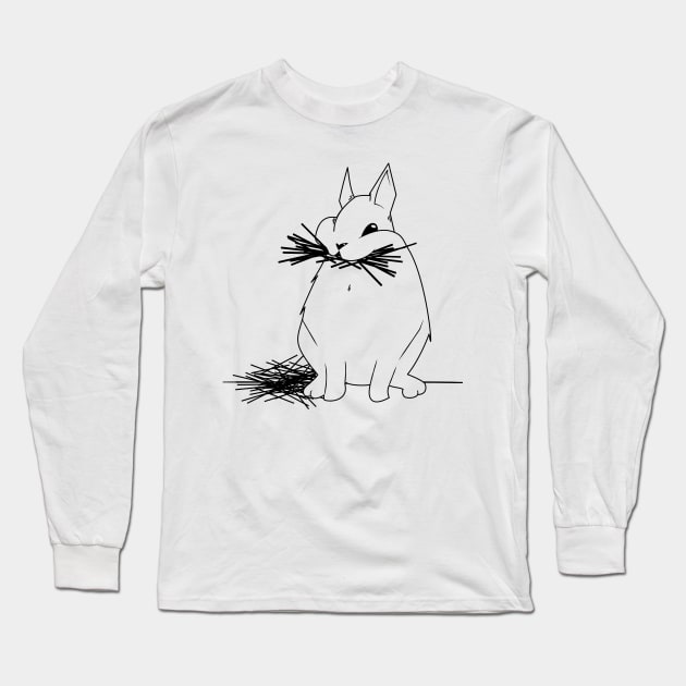 Chonky bunny eating hay Long Sleeve T-Shirt by etherElric